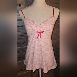 Pink Polka Dot Camisole with Bow By Aerie Sz Med Good Condition